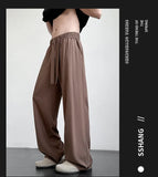 Men's Casual Straight Long Loose Pants Stretch Elastic Waist Jogger Korean Classic Blue Black Gray Male Brand Trousers Plus Size