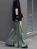 Wide Leg Jeans Men Loose Full Length Mid Waist Bleached Washed Teenagers European Style Retro Harajuku Prevalent Minimalist Chic