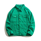 Autumn Men's Oversize White Denim Jacket Fashion Streetwear Cotton Casual Loose High Quality Jean Coats Blue Green Black