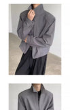 Black Short Autumn Suit Jacket Male College Preppy Wearing American Baseball Uniforms with High-end Shoulder Pad Jacket Chic