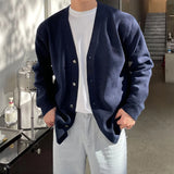 Autumn Fashion Men Luxury Knitted Sweater Coats Trendy Korean Popular V Neck Long Sleeve Cardigan Jacket Casual Stylish Knitwear