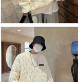 Autumn and winter high street men and women Korean style trend lazy style round neck sweater couple loose retro casual knitted
