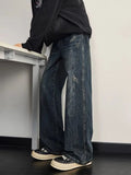 Spring and Autumn Men and Women Trendy Personalized Straight leg Jeans American Couple Loose Retro Harajuku Casual Pants y2k