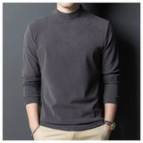 Half high collar bottoming shirt long-sleeved t-shirt men thickened handsome warm lining top
