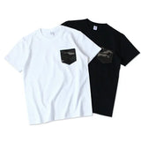 265g Thick Retro Cotton Heavy T-shirts Seamless Round Neck Pocket Short-sleeved Tshirts Men Tops Tee Breathable Skin-friendly