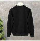 Simple Design Sense White Sweatshirt Men's Trendy Round Neck Bottoming Shirt 2025 Spring Autumn Handsome Men's Hot Top Urban