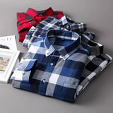 New Men Flannel Plaid Shirt 100% Cotton Spring Autumn Casual Long Sleeve Shirts Soft Comfort Slim Fit Button Down Shirt