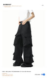 Men Loose Fit Cargo Pants Workwear Trousers Multi Pocket Outdoor Casual Joggers Streetwear Hip Hop Drop Crotch Trousers for Men