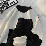 Male Christmas Jumpers Korean Mens Patchwork Color Sweaters New Fashion Winter High Quality Luxury O-neck Sweater
