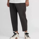 Black Casual Pants Men Fashion Gray Straight Pants Men Japanese Streetwear Loose Pleated Pants Mens Ice Silk Trousers S-2XL