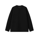 White Long Sleeved T-shirt Men Fashion Black Casual T Shirt Men Streetwear Korean Loose Round Neck Pleated T Shirt Mens Top