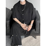 Summer Short Sleeved Shirt Men Fashion Social Mens Black Dress Shirt Korean Loose Casual White Shirt Mens Office Formal Shirts