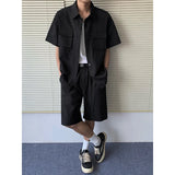 Summer Set Men Fashion Shorts Short Sleeved Shirt Set Men Streetwear Korean Loose Casual Sets Mens Clothing Large Size 5XL