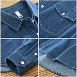 100% Cotton Japan Fashion Style Washed Denim Shirts for Men Spring Autumn Long Sleeve Casual Workwear Youth Cityboy Tops Coats