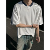 Summer Short Sleeved T-shirt Men Oversized Fashion V-neck T Shirt Men Streetwear Korean Loose Pullover T Shirt Mens Top M-3XL