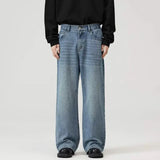 Male Classic America Hip Hop Rap Jeans Wide Leg Youth Popular Jeans Men Straight Leg Retro Loose Trousers Oversized Denim Pants