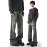 Mens Straight Leg Washed Classic Vintage Denim Jeans Comfort Fit Casual Fashion High Quality Durable Trendy Timeless Trousers