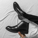 Men's formal Chelsea ankle boots fashion black Brugge natural leather wedding shoes men's office shoes