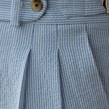 Men's Luxury Naples Slim-fit Thin Blue Striped Dress Pants Solid Color British Retro Premium Elegant Leisure High Waist Trousers