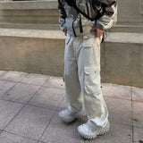 Cargo Pants Men Multi Pockets Chic Solid All-match Fashion Comfortable Functional Techwear Outer European Baggy Mopping Trousers