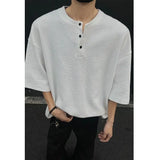 2025 New Summer Men and Women Trendy Personalized Waffle Short Sleeve Couple Loose Retro Harajuku Casual T-shirt Top harajuku