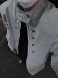 American Retro Multi-button Stand Collar Design Jacket Men Korean Hip Hop Coat High Street Hip-hop Solid Color Classic Jacket