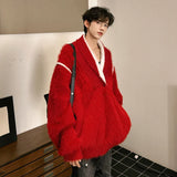Personalized Men's Sweaters V-neck Contrast Color Casual Knitting Tops Casual Korean Style Pullover Male Tops Winter