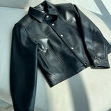 American Street High-end Coat Trendy Leather Jacket Korean Elegant 2025 Spring Men's New PU Lapel Slim Loose Jacket Aesthetic