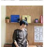 Street Punk Shirt Off-shoulder Hollow T-shirt American 2025 New High-end Style Fashionable Casual Loose Short Sleeves