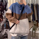 Man Clothes Pullovers Torn Crewneck Knitted Sweaters for Men Plain with Holes Solid Color Round Collar Cheap Casual A Cigaret S