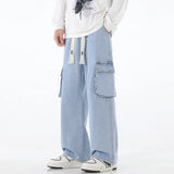 Autumn New Men Cargo Jeans Baggy American High Street Y2K Multi-pocket Youth Overalls Fashion Streetwear Vintage Wide Leg Pants
