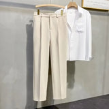 Plus Big Size Draped Trousers for Men Brown Man Suits Pants Fluid Korean Style Clothes Anti-wrinkle Chinese Homme Spring Fabric