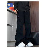 Men Casual Pants 2025 New Style Personalized Design Autumn Korean Fashion Loose Fit Straight Leg Elastic Waist Pleated Pants