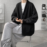 Autumn Men's Knitted Cardigan V-neck Solid Color Single-breasted Korean Sweatshirts  Man Sweatercoat Fashion Mens Clothes 8XL