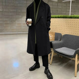 Mens Double-Breasted Mid-Length Coat Autumn Winter Genderless Korean Style Fashion Commuter Thickened Elegant Retro Coat Unisex