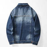 New Vintage Washed Retro Blue Denim Jacket For Men'S Trendy Brand Loose Oversized Lapel Workwear Top