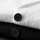 Men Two-piece Suit Striped Pleated Men Blazer Pants Set Pleated Drawstring Loose Lapel Pockets Thin Formal Business Men Set