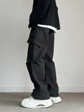 100％ Cotton Men's Cargo Casual Pants Baggy Straight Elastic Waist Comfortable Trousers Fashion Streetwear Hip Hop Male Trousers