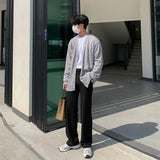 Black Gray Suit Pants Men Fashionable Social Mens Dress Pants Korean Loose Casual Straight Trousers Mens Office Formal Pants