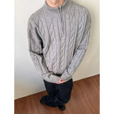 Winter Sweater Men Warm Fashion Casual Zipper Knitted Pullover Men Korean Loose Long Sleeved Sweater Mens Jumper Clothes M-2XL