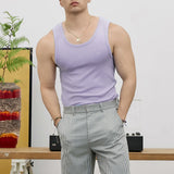 Men's Simple Solid Color Sleeveless Sports Vest Slim Elastic Quick-Drying Breathable Fashion Trend Summer New Men Gym Tops