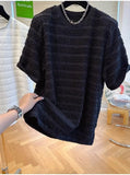 Light Luxury High-end Niche Texture T-shirt Men's Summer Handsome Short-sleeved Loose Fashionable Casual Bubble Yarn Top Chic
