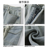 Men's Baggy Denim Trousers New Streetwear Wide Leg Loose Denim Pants Fashion Distressed Straight Pants