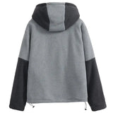 Hip Hop Fleece Fluffy Hooded Jacket Streetwear Harajuku Fuzzy Plush Patchwork Zipper Thick Warm Coats Fashion Loose Jacket