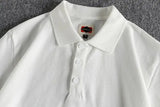 Simple Cartoon Embroidery Polo Shirt Large Size American Retro Casual Lapel Half Button Shirt Summer Youth Short-sleeved Top