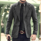 Men's Blazer 2 Button Classic Herringbone Jacket Steampunk Style Outerwear Winter Youth Clothes Suit for Men