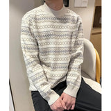 Winter Sweaters Men Slim Fit Warm Fashion Retro Knitted Pullovers Men Korean Casual Long Sleeved Sweaters Mens Jumper Clothes