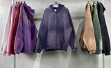 Men's Zip Up Hoodies Tie Dye Washed Double Oversize Cardigan Sweatshirt Loose Plus Plush Gradient Man Hooded Pullovers Winter