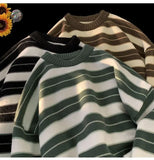 American autumn and winter high street men and women trendy lazy style round neck knitted sweater couple loose casual sweater
