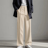 Stylish Mens Straight Suit Trousers Spring Summer Fashion Solid Color Pleated Pants For Men Casual Loose Breathable Pants